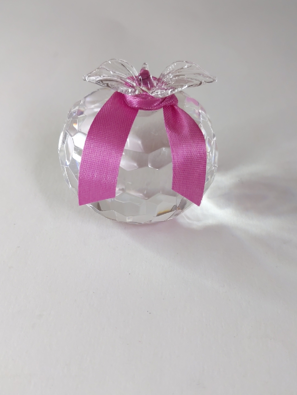Clear Apple Decorative with Pink Ribbon